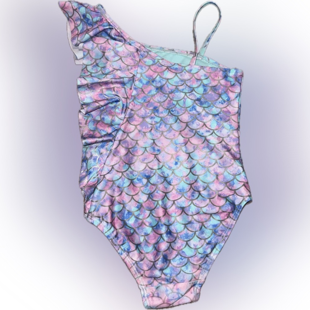 Jumping Beans Mermaid Fish Scale One-Piece Swimsuit Iridescent Pastel